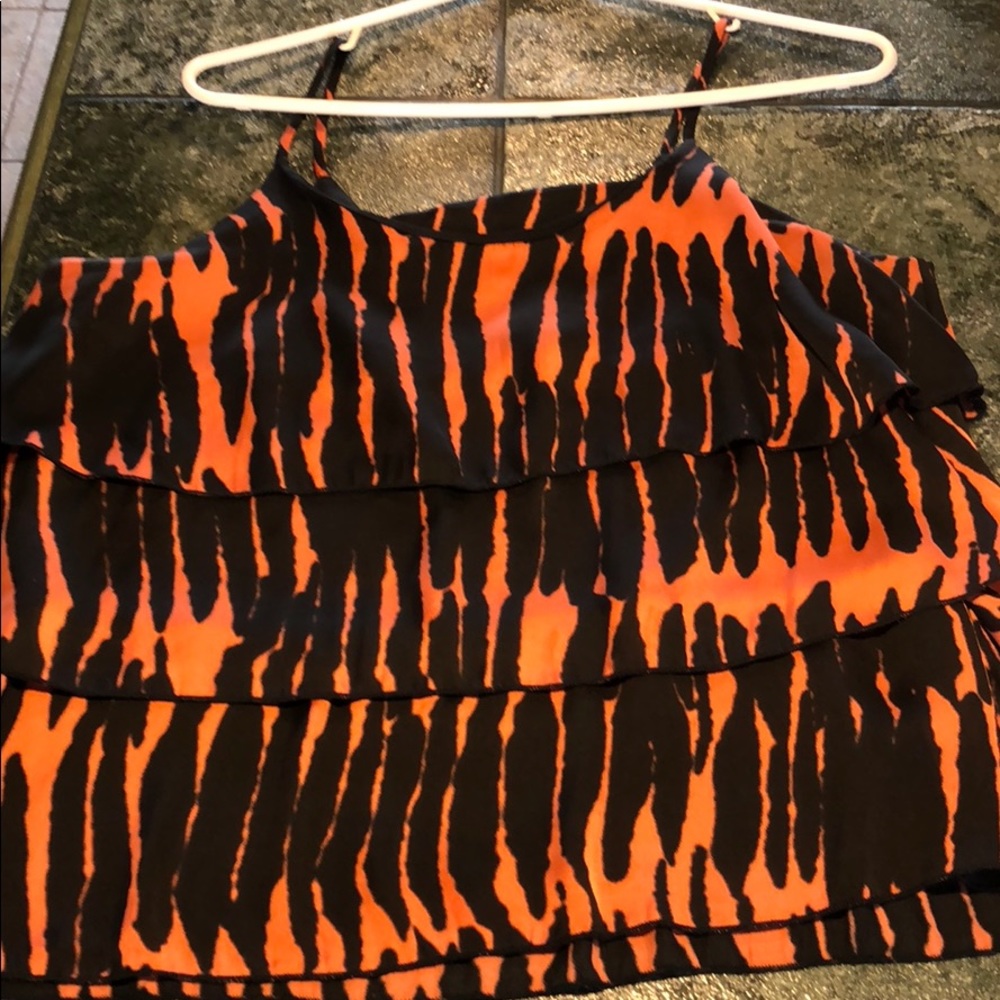 Orange and black patterned dressy camisole